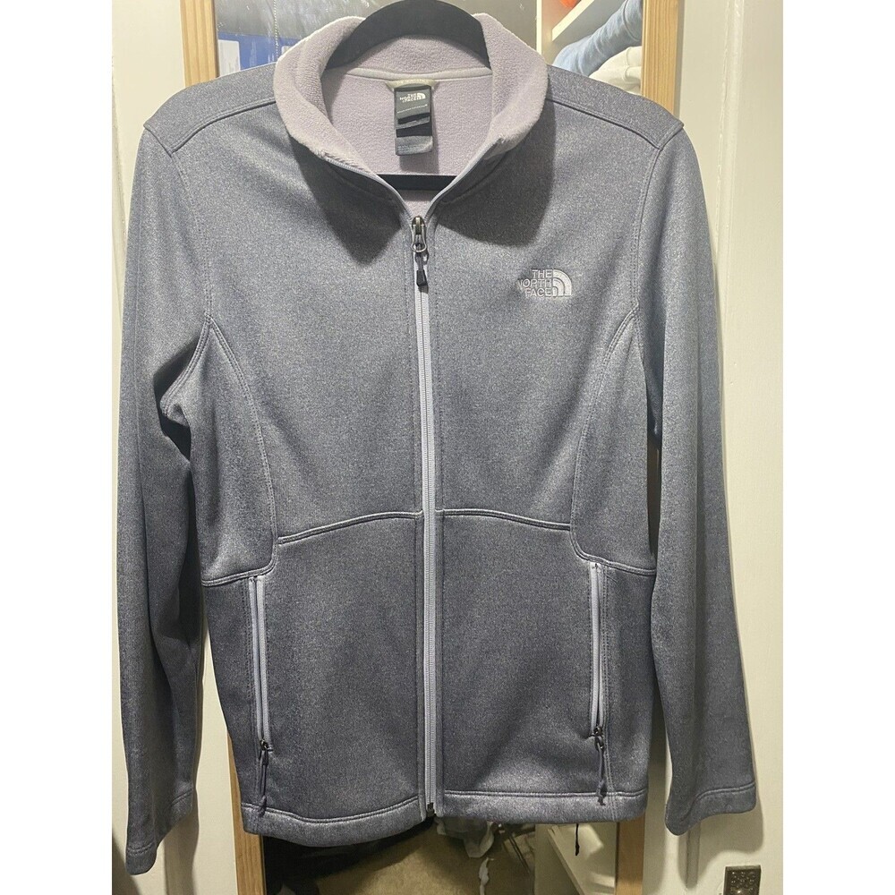 The North Face Women's Gray Zip Jacket Lined Mid-Length Size L Long Sleeve